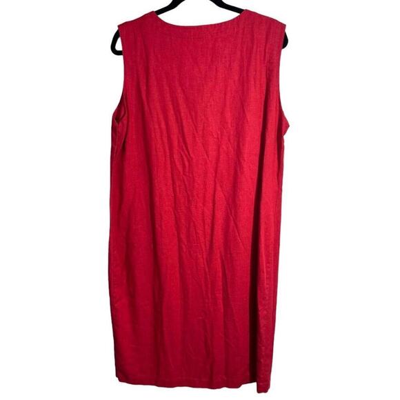 St Johns Bay Vintage Linen Blend Red Button Front Sleeveless Midi Dress Size 18M - Picture 4 of 6